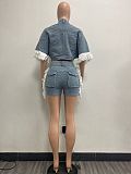 Fashionable Girl Tassel Shorts Denim Three-piece Set YUN-5295