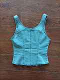 Flare Sleeved Shirt Dress Denim Vest Set MEM-88474