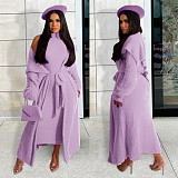 Plush Dress Long Sleeves Cardigan Coat 2 Piece Outfits JLY-19484