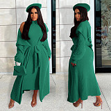 Plush Dress Long Sleeves Cardigan Coat 2 Piece Outfits JLY-19484