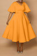 Ladies V-neck Half Sleeves Loose Orange Plus Size Dress BGN-327