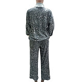 Sequins Fashion Zipper Casual Set GT-9146