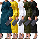 Ladies Solid Color Hollow Out Single Sleeve Side Split Long Dress BGN-295