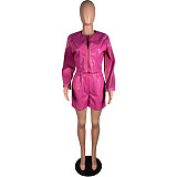 Long Sleeve Pink Short Jacket Two Pieces Set MK-3190
