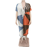 Women Colorful Knitted Tassel Short Sleeves Long Coats Plus Size TK-6307