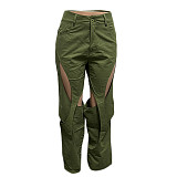Women Leisure Holes Straight Leg Pants GT-9127
