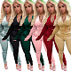 Zipper Elastic Waist Velvet Sports Leisure Set NIK-185
