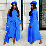 Plush Dress Long Sleeves Cardigan Coat 2 Piece Outfits JLY-19484