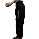 Women Leisure Holes Straight Leg Pants GT-9127
