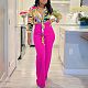 Printed Lapel Long Sleeved Shirt Top Wide Leg Pants Two-Piece Set MLA-3241