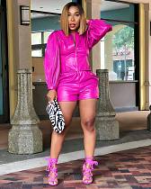 Long Sleeve Pink Short Jacket Two Pieces Set MK-3190