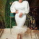 Nail Bead Bubble Sleeve Mesh Stitching Fishtail Banquet Dress MLA-3082