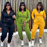 Autumn Winter Women's Cashmere Hoodie Overalls Pocket Set Solid Color Two-piece OLY-6138