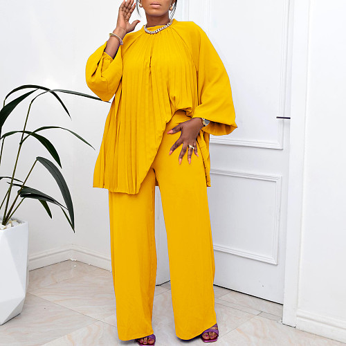 Loose Blouse And Pants Women Solid Outfit Casual MLA-3240