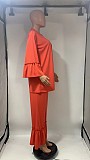 Ruffle Sleeved Cardigan Shirt Flared Pants Two-piece Set DNY-2246