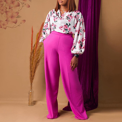 Printed Top Wide Leg Pants Fashion 2 Pieces Outfits MLA-3235
