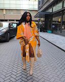 Women's Casual Lapel Collar Knitted Split Long Coat TR-1287
