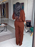 Long Sleeved Cardigan Crop Top High Waisted Rippen Pants Set YLA-10310