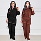 Long Sleeved Cardigan Crop Top High Waisted Rippen Pants Set YLA-10310