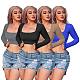 Women U-neck Long Sleeve Casual Sports Tight Crop Top HXZY-0353
