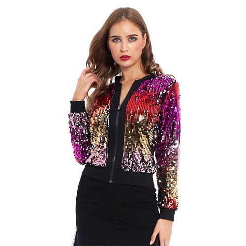 Sequins Gradient Women's Sweater Jacket Coat YLA-9272