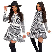 Long Sleeved Slim Fitting Striped Women's Dress YLA-10338