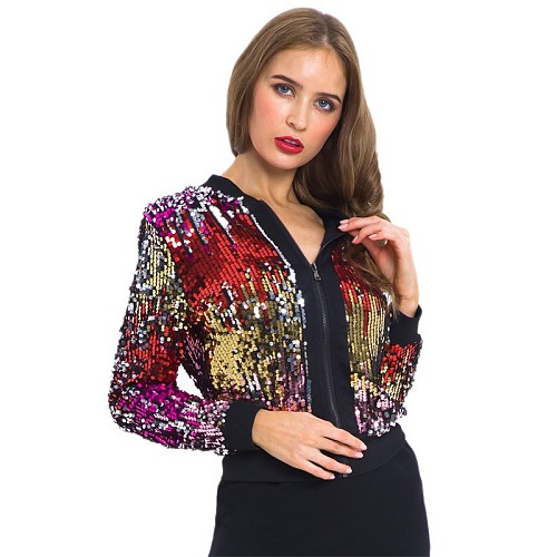 Sequins Gradient Women's Sweater Jacket Coat YLA-9272