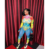 Fashion Y2k Print Set Zipper Stretch Slim-Fit Jumpsuit ASL-6707