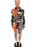 Lapel Shirt Elastic Long Pants Lady Two Piece Outfits CYU-9433