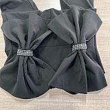 Black Bowknot V-neck Sleeveless Backless Tight Flared Jumpsuit NY-2955