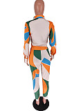 Lapel Shirt Elastic Long Pants Lady Two Piece Outfits CYU-9433