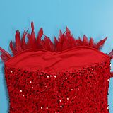 Sexy Strapless Sequines Feather Bodycon Mini Nightclub Dress NY-2852