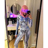 Fashion Y2k Print Set Zipper Stretch Slim-Fit Jumpsuit ASL-6707