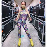 Fashion Y2k Print Set Zipper Stretch Slim-Fit Jumpsuit ASL-6707