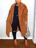 Autumn Winter Women Woolen Lapel Long Sleeve Thickened Plus-size Coat TB-5843