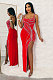 Sexy Hot Drill Sleeveless Slit Tight Stretch Maxi Party Dress NY-2931