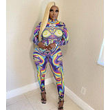 Fashion Y2k Print Set Zipper Stretch Slim-Fit Jumpsuit ASL-6707