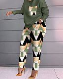 2023 Autumn Winter New Print Long Sleeve Top Pants Set SAN-9076