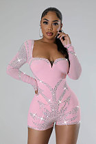 Sexy Strapless Hot Drilling Long Sleeves Bodycon Rompers NY-2900