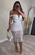 Ladies Sexy Strapless Mesh Patchwork Package Hip Long Skirt Sets NY-10632