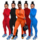 Zipper Half High Collar Pleated Bodycon Jumpsuit WSM-5200