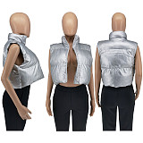 Leather Cotton Padded Waistcoat Cropped Jacket WSM-5332
