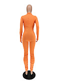 Zipper Half High Collar Pleated Bodycon Jumpsuit WSM-5200
