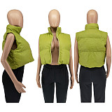 Leather Cotton Padded Waistcoat Cropped Jacket WSM-5332