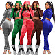 Pleated Velvet Cropped Hoodies Women Casual Tracksuit RS-089