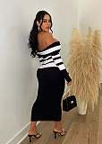 Sexy Off Shoulder Backless High-waisted Knitted Hip Wrap Maxi Dress OSM-4405