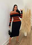Sexy Off Shoulder Backless High-waisted Knitted Hip Wrap Maxi Dress OSM-4405