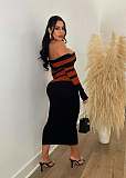 Sexy Off Shoulder Backless High-waisted Knitted Hip Wrap Maxi Dress OSM-4405