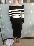 Sexy Off Shoulder Backless High-waisted Knitted Hip Wrap Maxi Dress OSM-4405