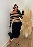 Sexy Off Shoulder Backless High-waisted Knitted Hip Wrap Maxi Dress OSM-4405